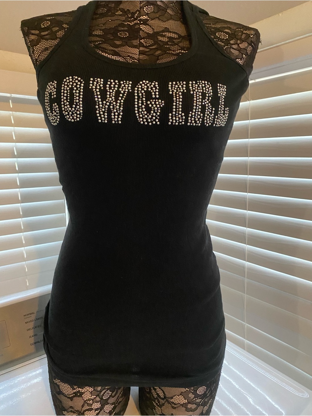 Black Cowgirl and cross Studded Tank Tops- Women set of 2